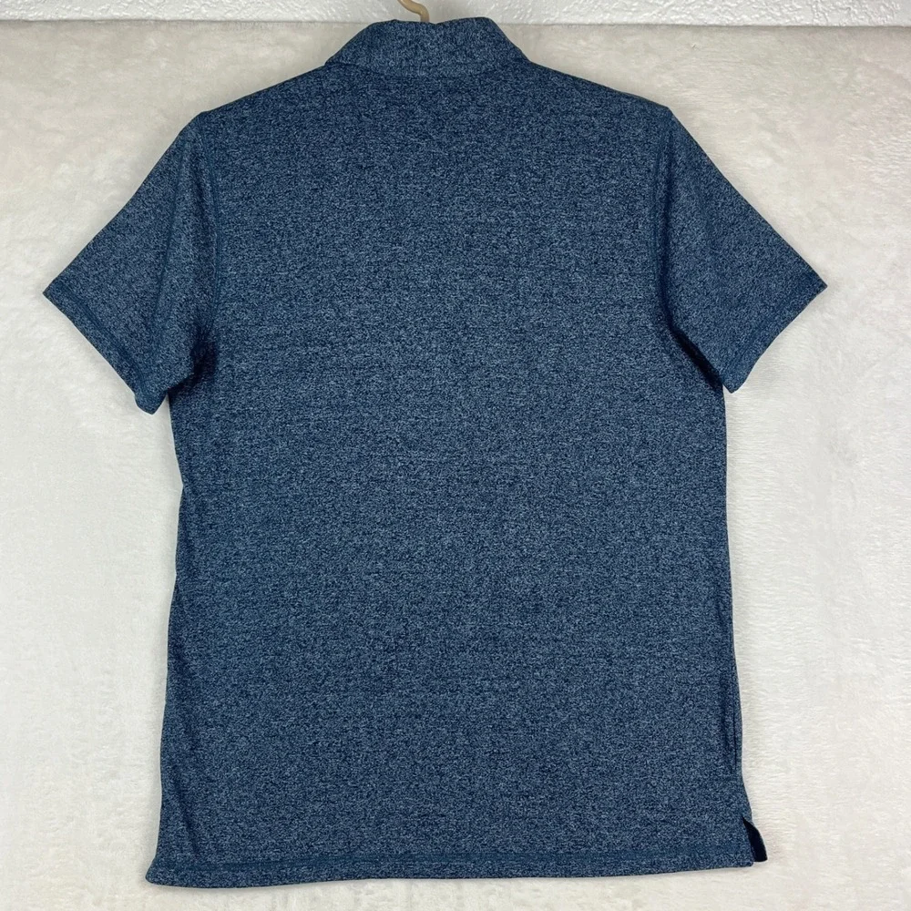 Rugby University Polo Shirt Mens L Blue Heathered Cotton Blend Short Sleeve